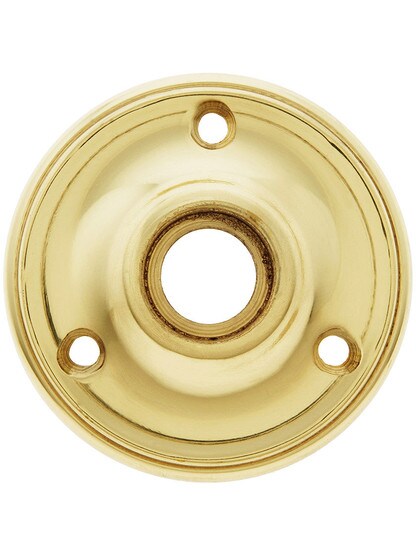 2 1/4 inch Cast Brass Rosette With 21/32 inch Collar in Unlacquered Brass.